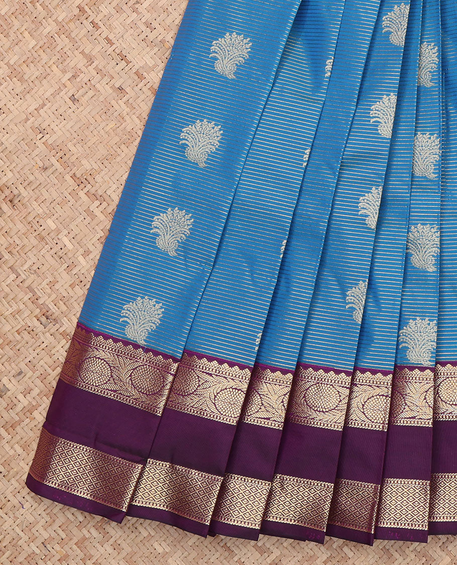 Blue Rettai Pattu Border Budget Silk Saree