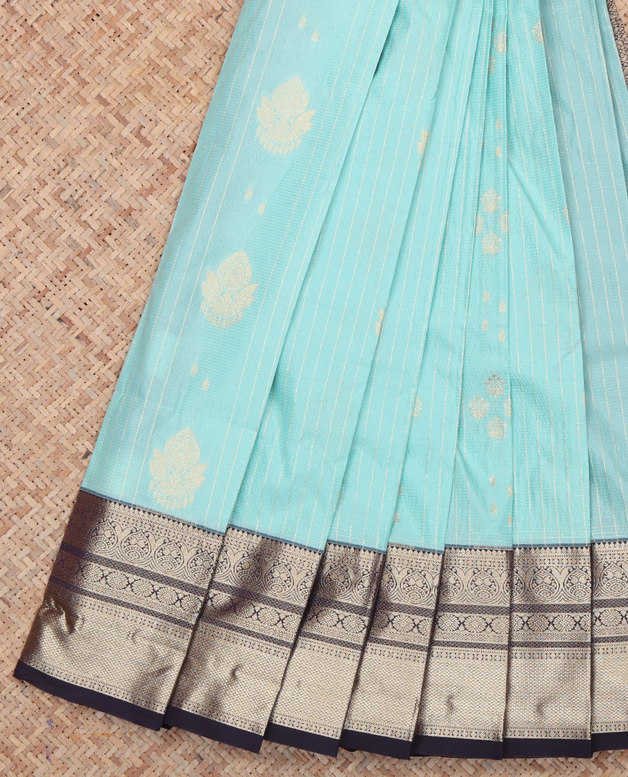 Blue Contrast Stripes Budget Silk Saree