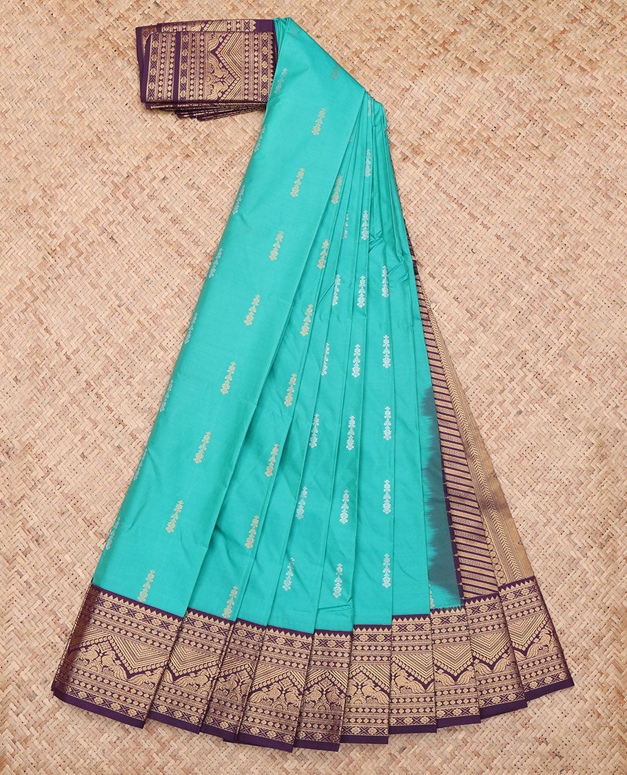 Blue Contrast Zari Border Budget Silk Saree