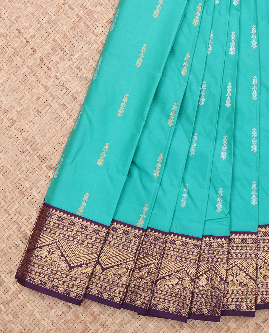 Blue Contrast Zari Border Budget Silk Saree
