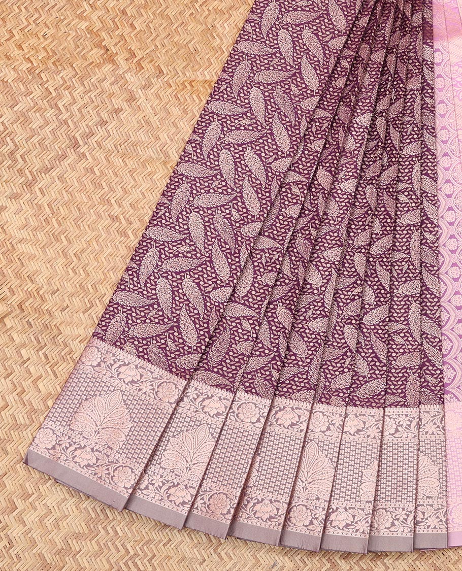 Purple Budget Silk Saree, Finely Crafted with Jacquard Design, Complemented by Contrast Traditional Zari Border, a Grand Pallu and a Contrast Blouse