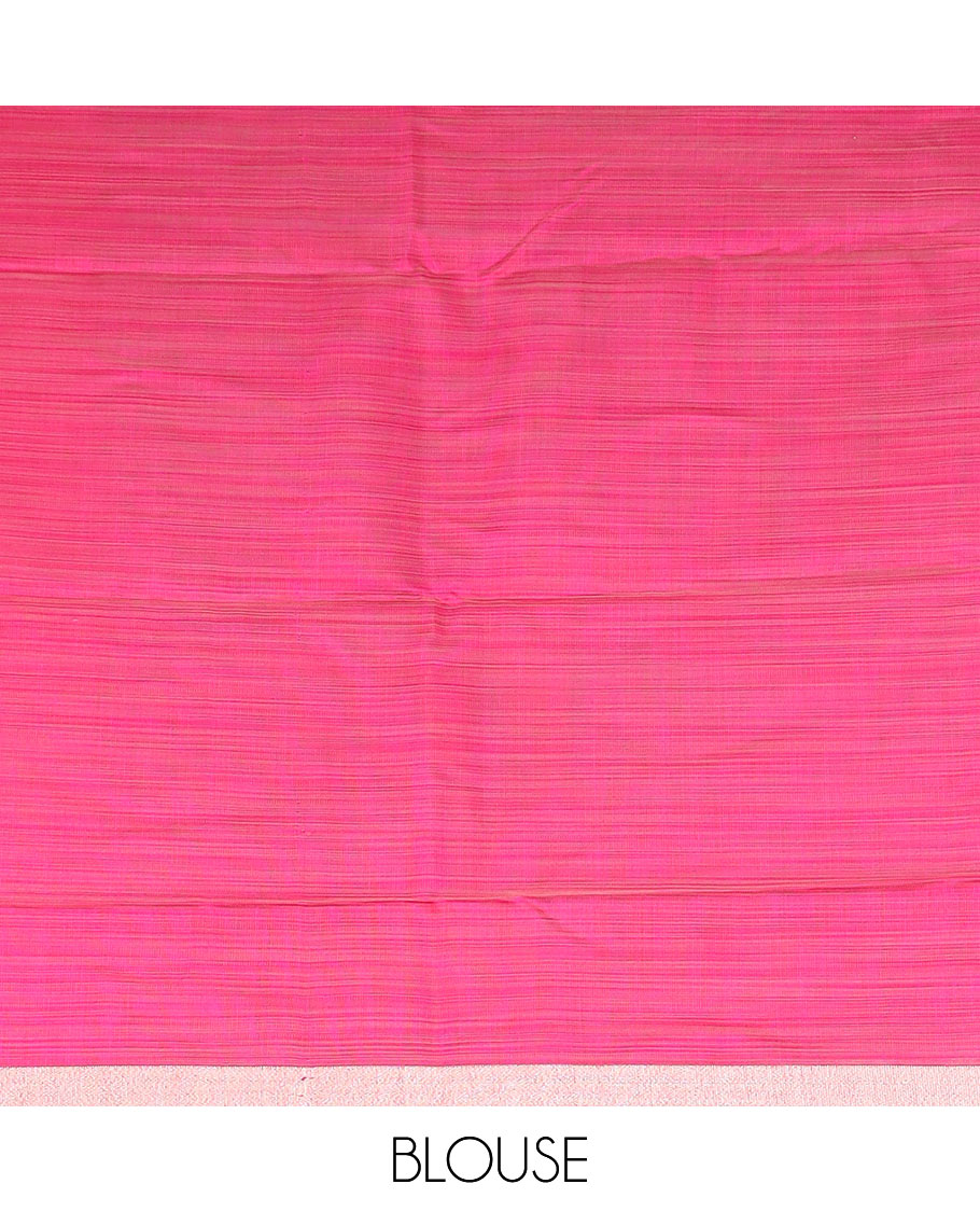 Green floral and bird buttas printed chirala cotton saree, bavanji border, and contrast bird print pallu