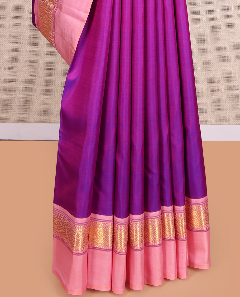 Purple Plain Kanchipuram Silk Saree