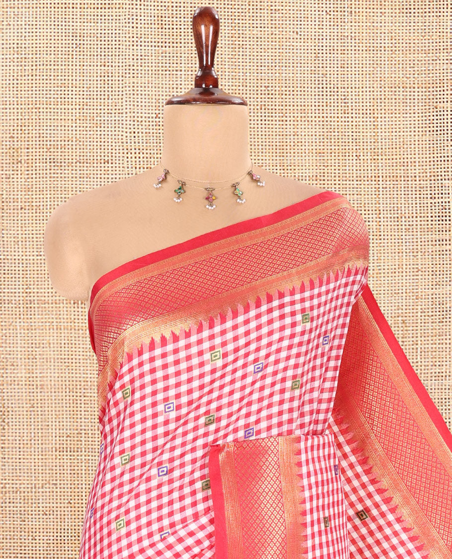 Orange Chettinad-Style Soft Silk Saree