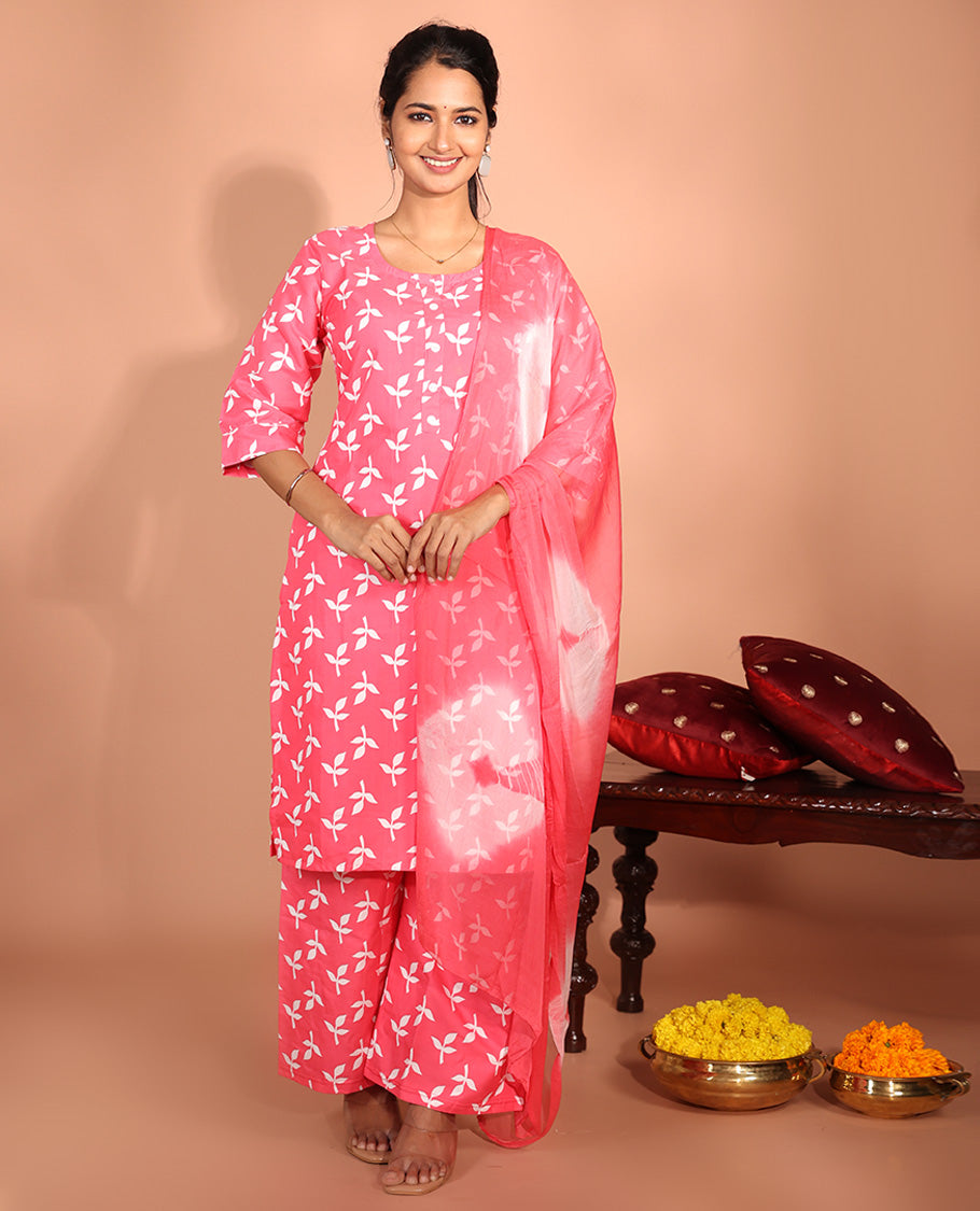Pink Rayon Readymade Suit