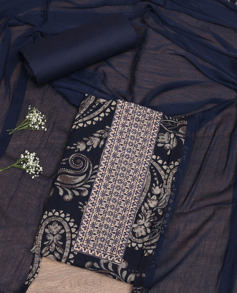 Blue Paisley Rayon Material Chudidar Set