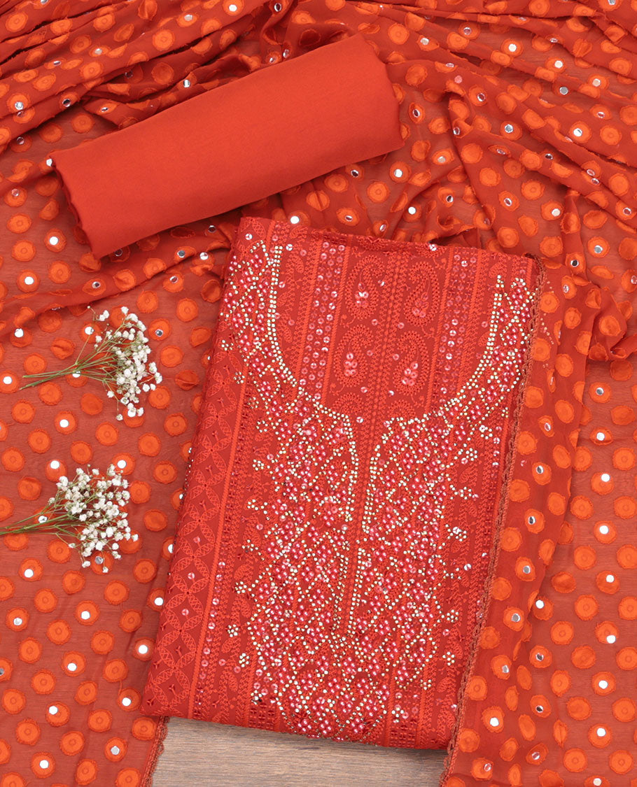 Orange Georgette Material Chudidar Set
