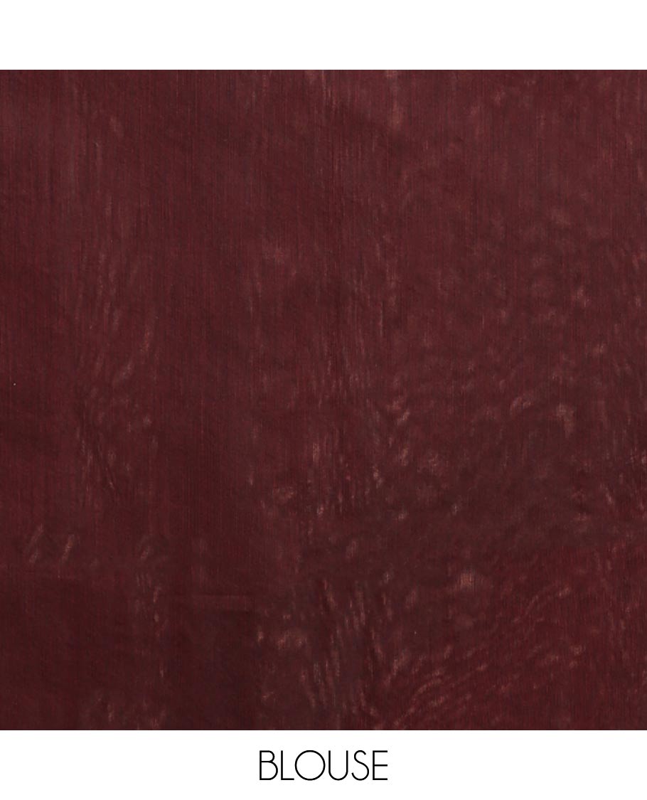 Borderless maroon square buttas woven semi-silk cotton saree, zari-rich jaal design pallu
