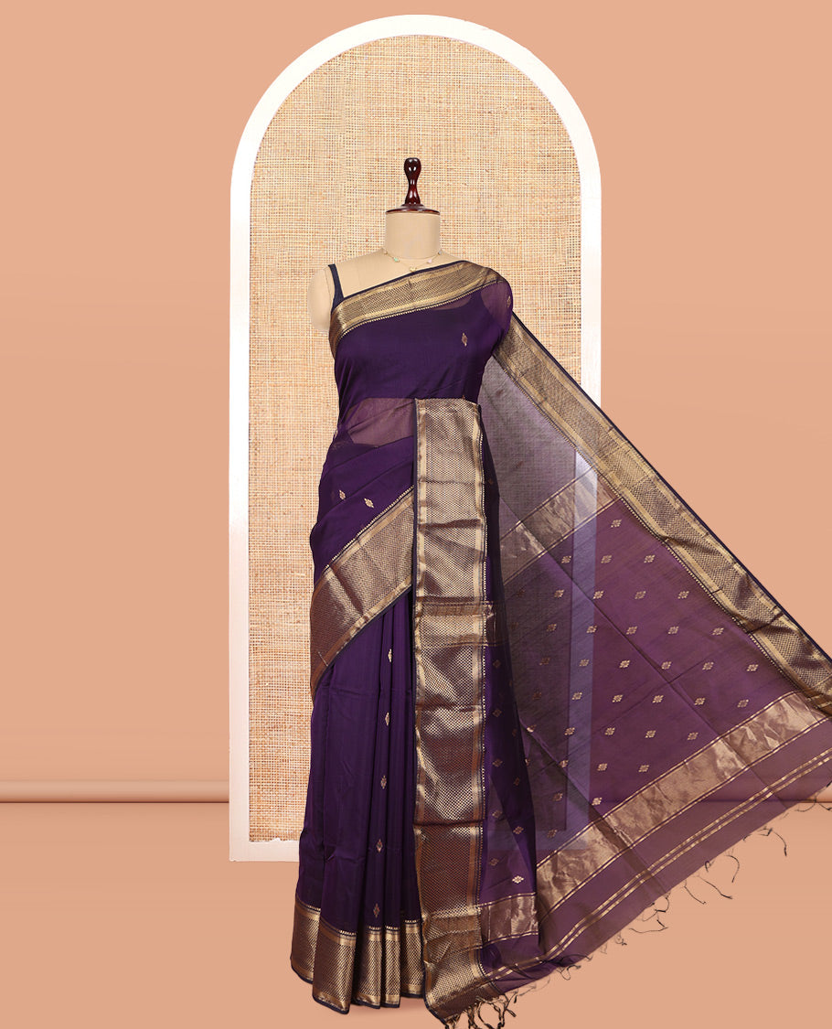 Purple Maheshwari Cotton Saree