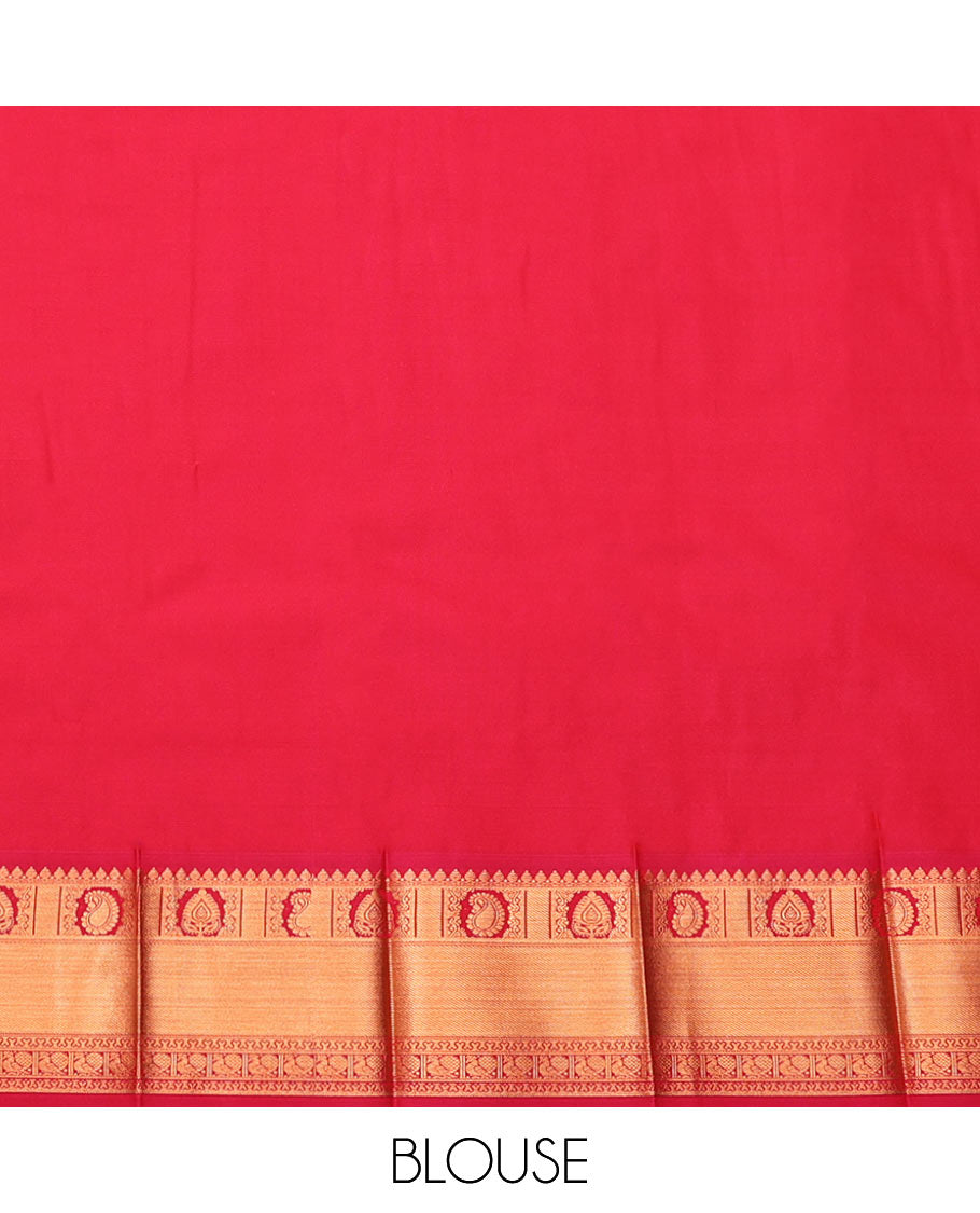 Grey Budget Silk Saree, Spotlighted with Jacquard Design, Contrast Traditional Zari Border, Grand Pallu, and a Contrast Blouse