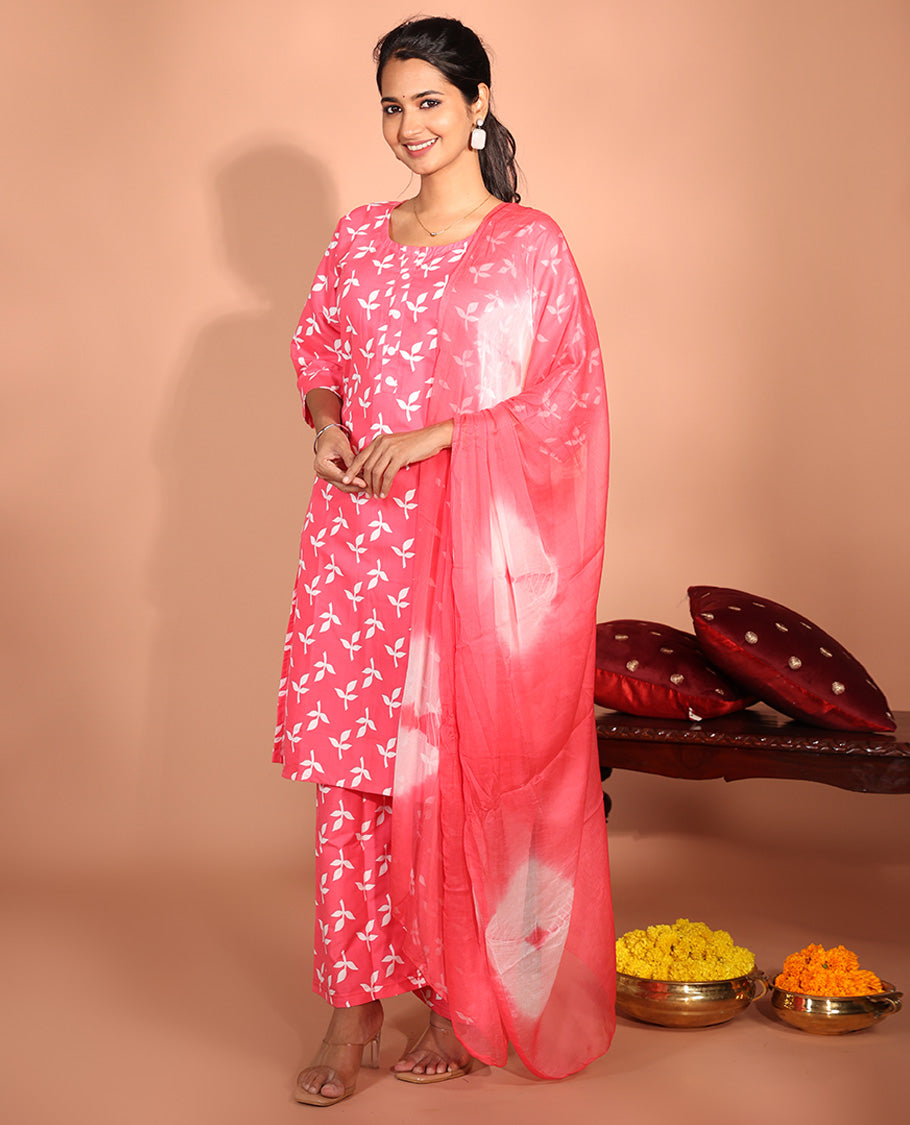 Pink Rayon Readymade Suit