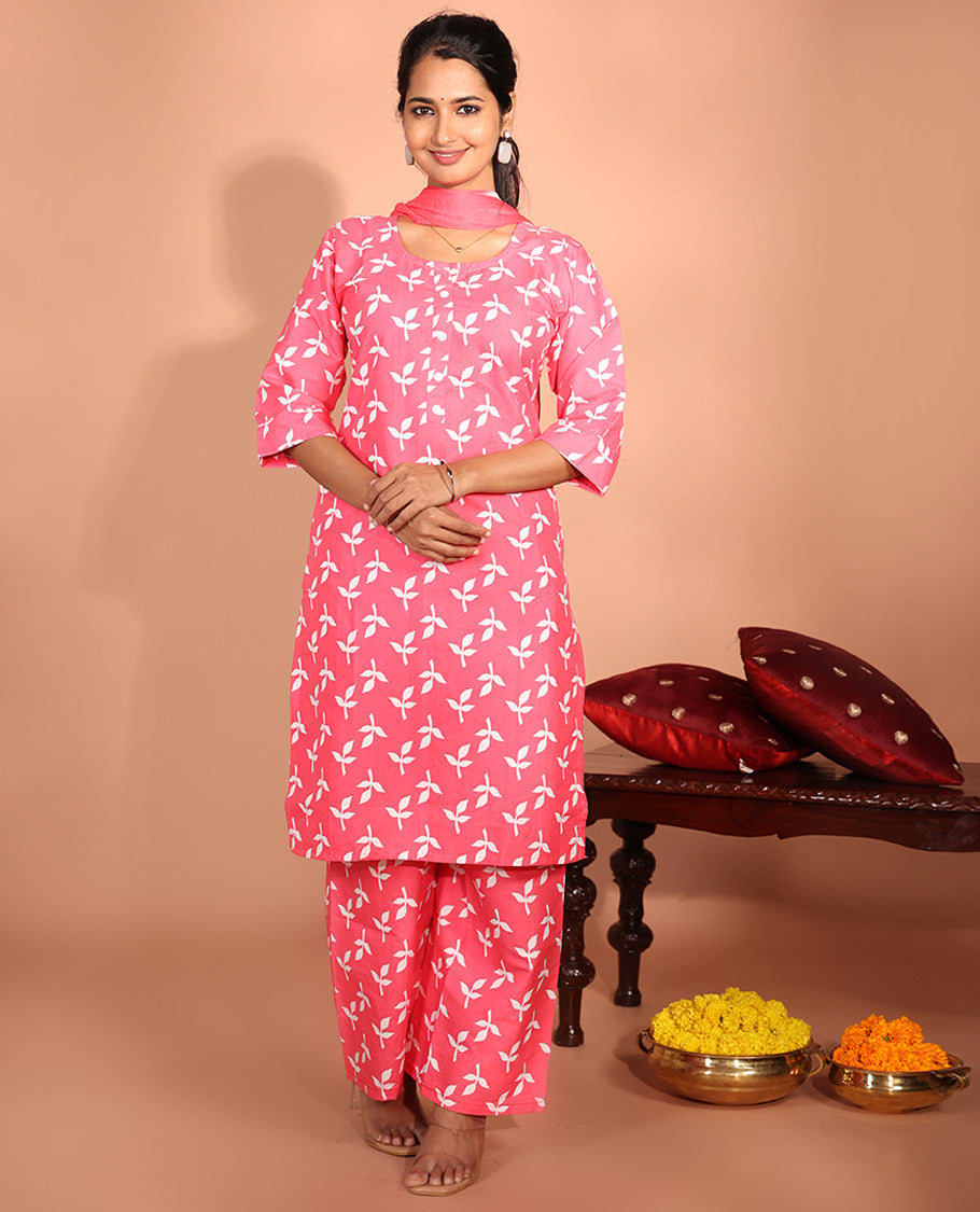 Pink Rayon Readymade Suit