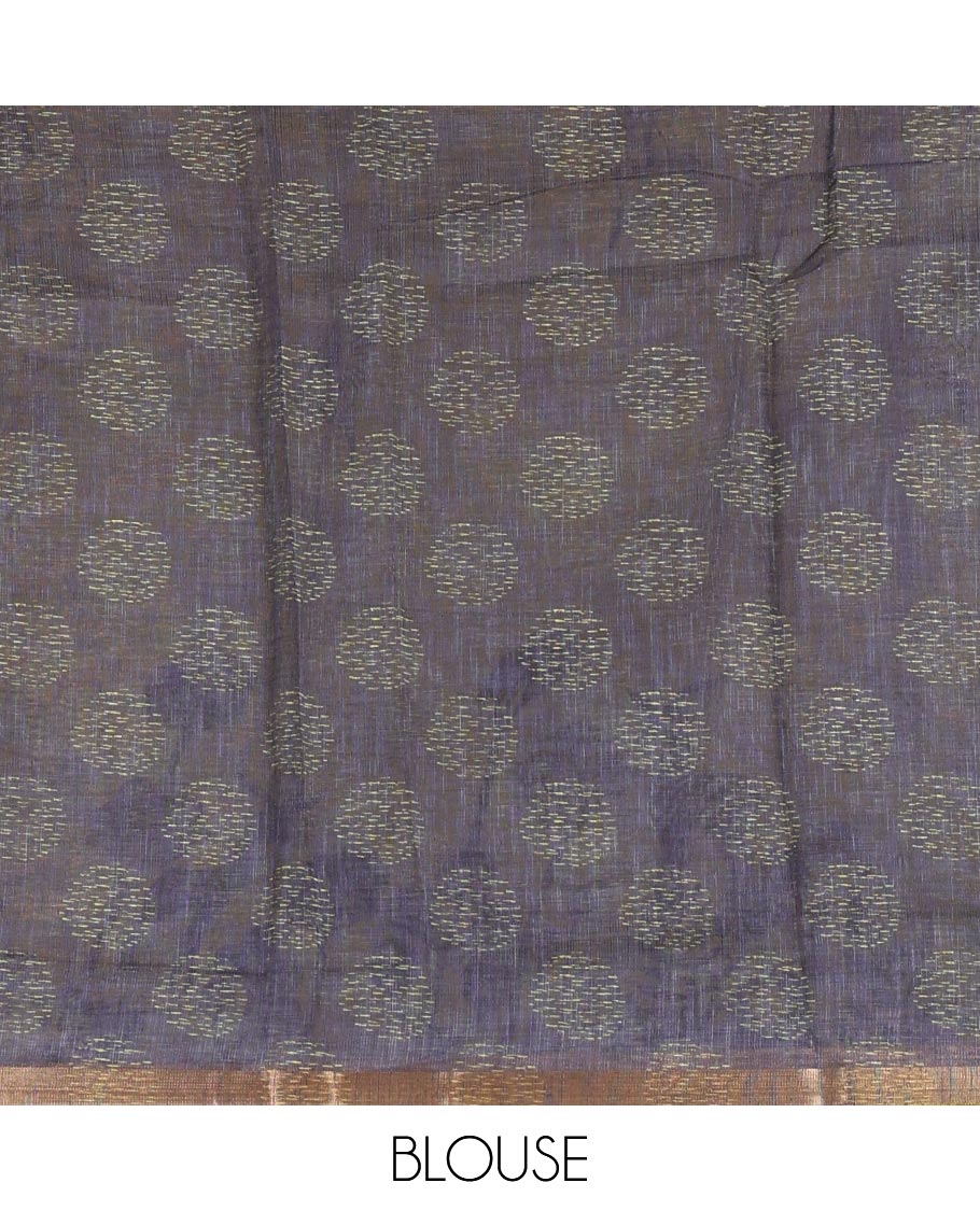 Lemon Yellow Linen Cotton Saree, Accentuated with Flora-Fauna Print, a Piping Border, Printed Pallu and a Contrast Blouse