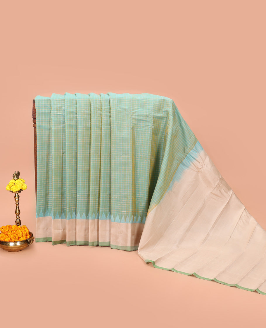 Light Turquoise Gadwal Silk Saree
