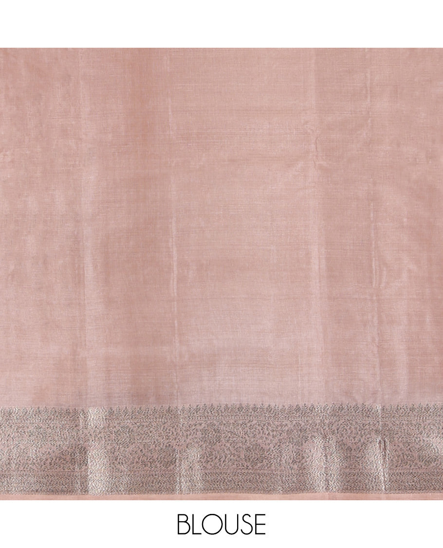Brown Tusser Silk Saree, Enthralled with Zari Buttas, a Subtle Zari Border, Grand Pallu, and a Matching Blouse