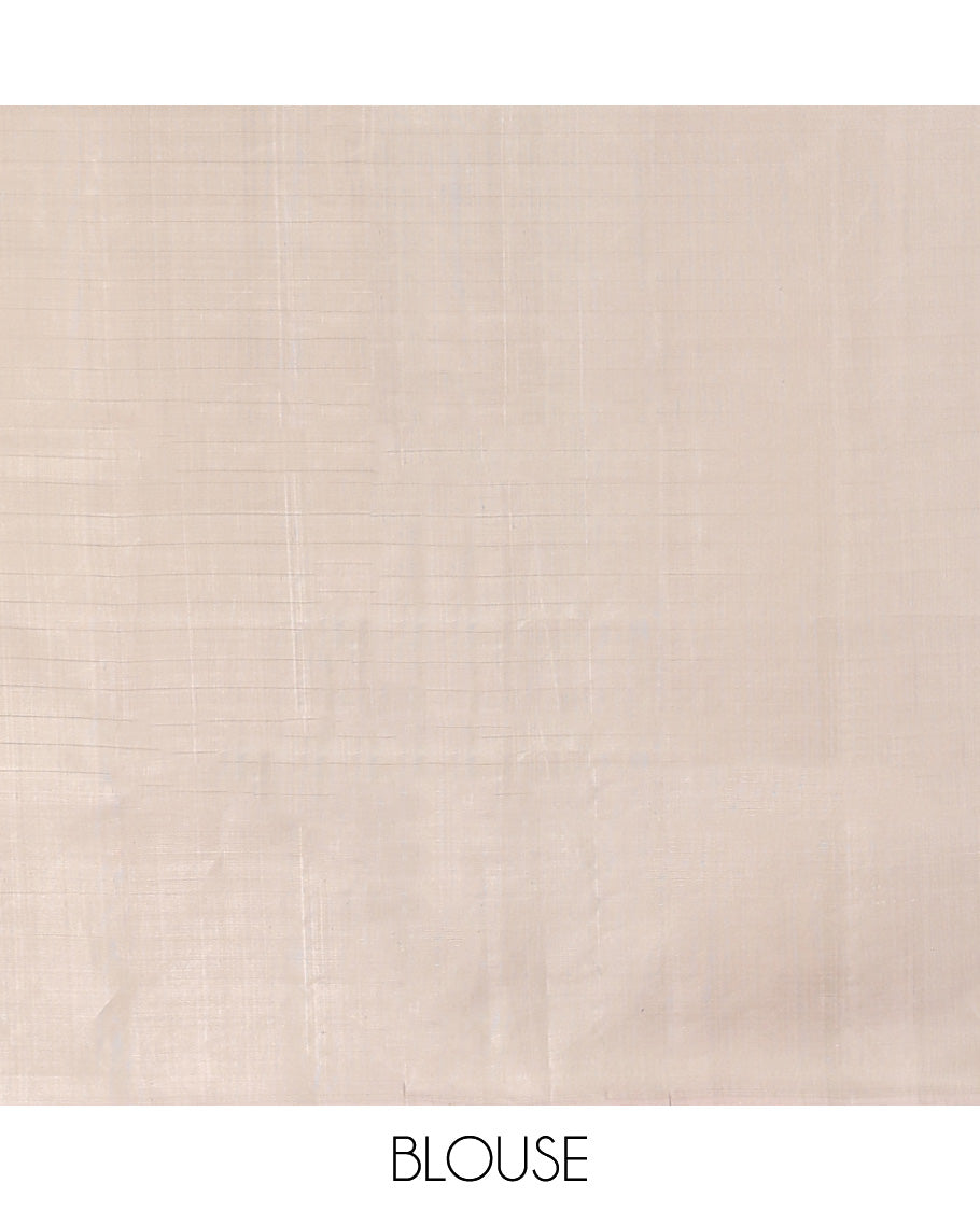 Borderless green buttas soft silk saree with intricate zari design pallu