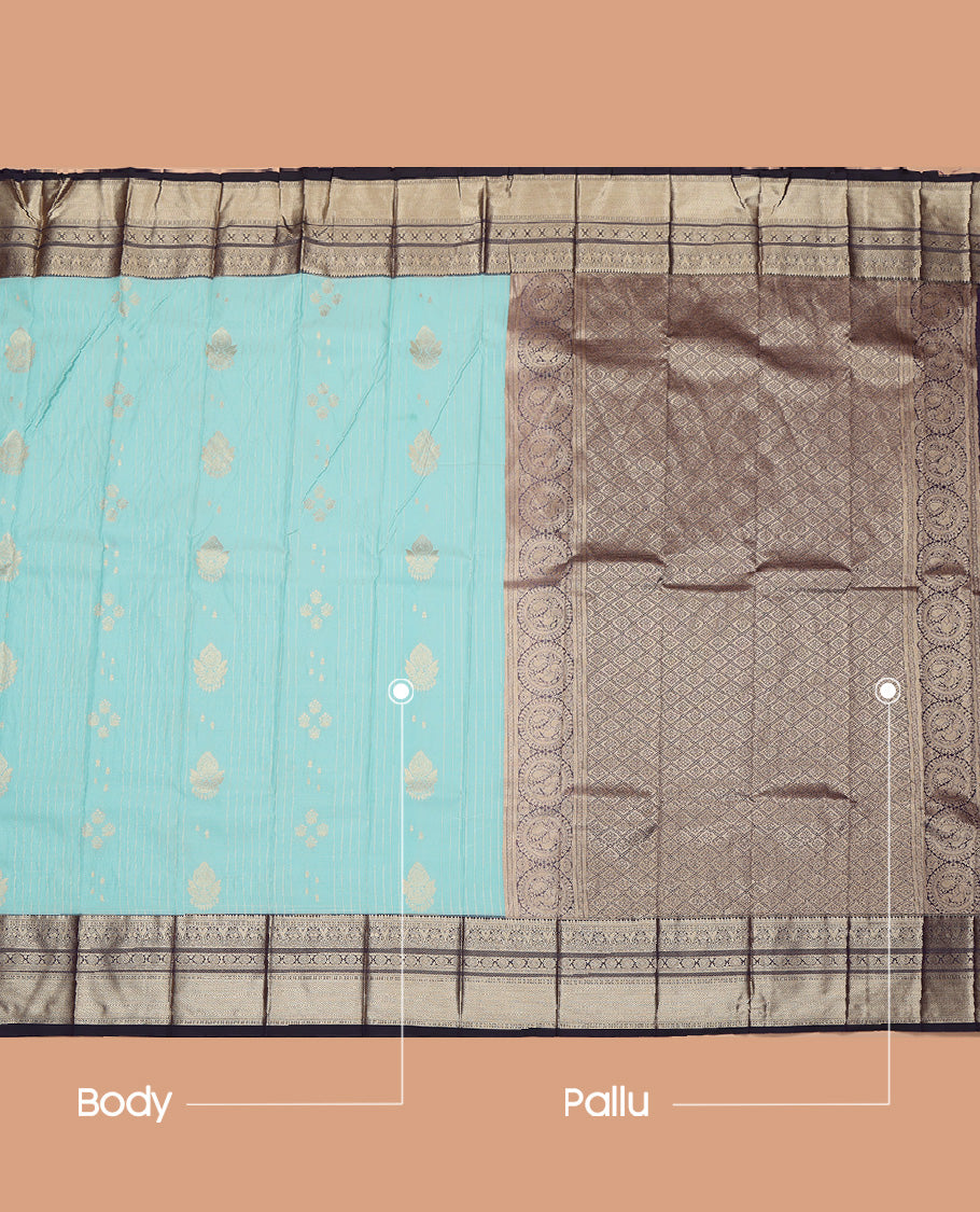 Blue Contrast Stripes Budget Silk Saree