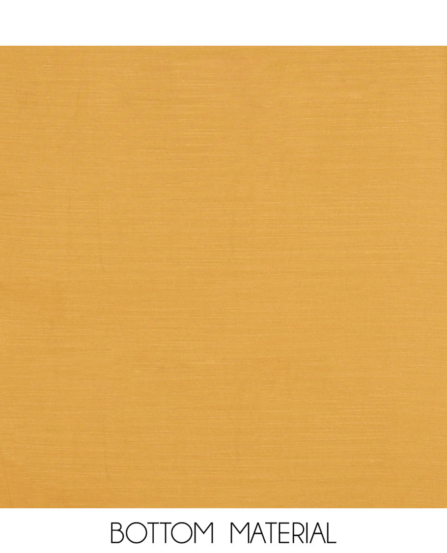 Chikku Material Churidar Set, Sparsely Woven with Buttas and Pichwai Cow Printed Semi-Linen Top, Comes with a Contrast Plain Santoon Bottom, Santoon Dupatta of Unique Pichwai and Human Figurines Print