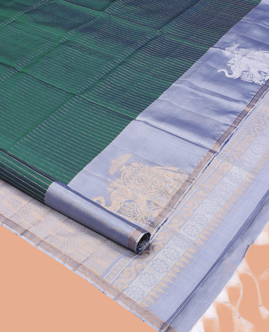 Peacock Green Mayuri Lite Silk Mix Saree