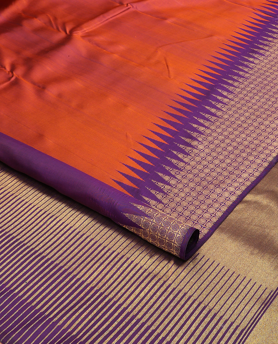 Borderless Multi-color geometric design kancheepuram silk saree with bhavanji design pallu