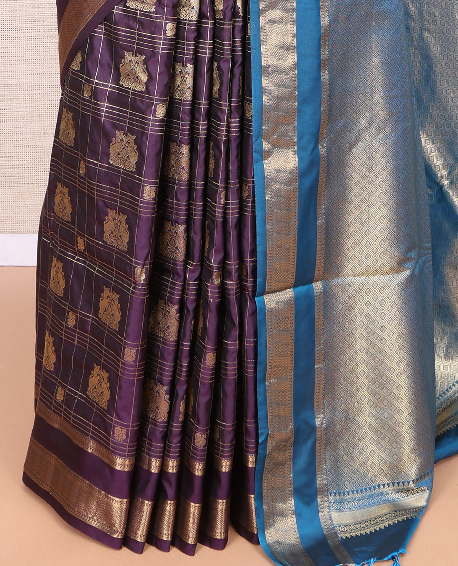 Purple Peacock Butta Budget Silk Saree