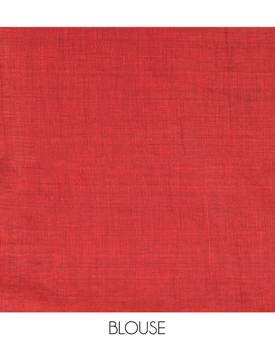 Borderless Maroon Khadi Cotton Saree Features Double Stripes, a Self-Pallu of Tassels, and a Matching Blouse