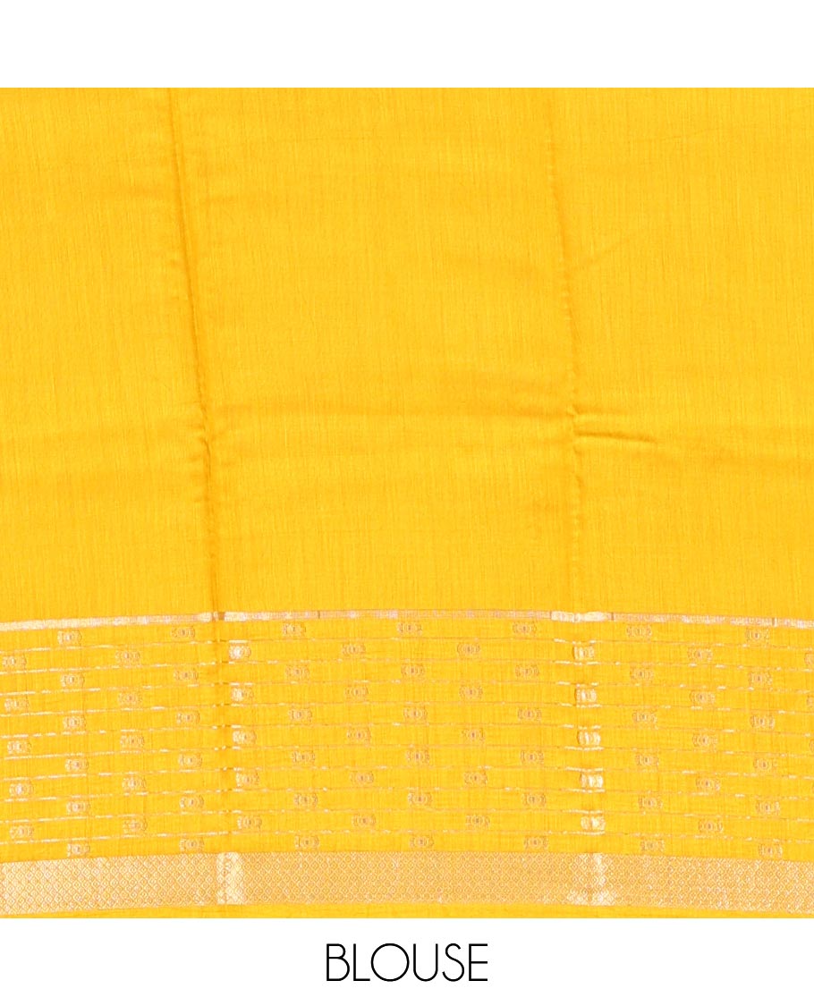 Blue Plain Assam Silk Saree, Complemented by a Contrast Traditional Zari Border, Zari-Design Pallu, and a Contrast Blouse