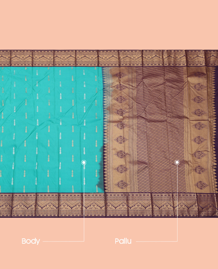 Blue Contrast Zari Border Budget Silk Saree