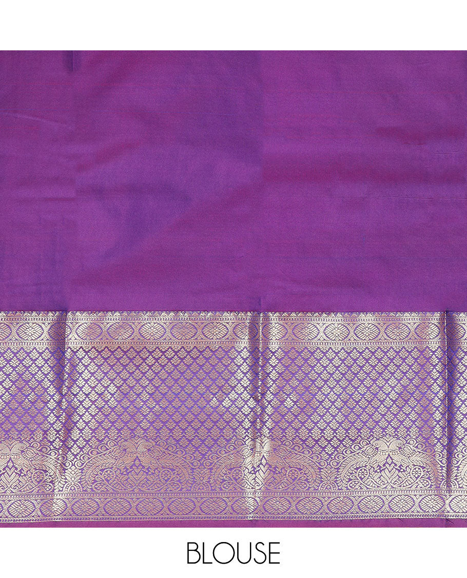 Dark green striped, floral design gift saree with contrast zari design border & argyle design pallu