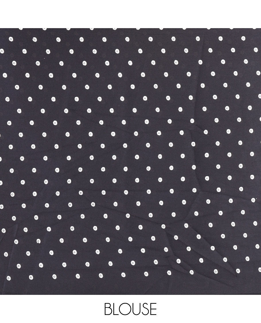 Rani pink tree motifs digitally printed Gajji silk saree with contrast printed border of upside down tree motifs, and contrast printed blouse