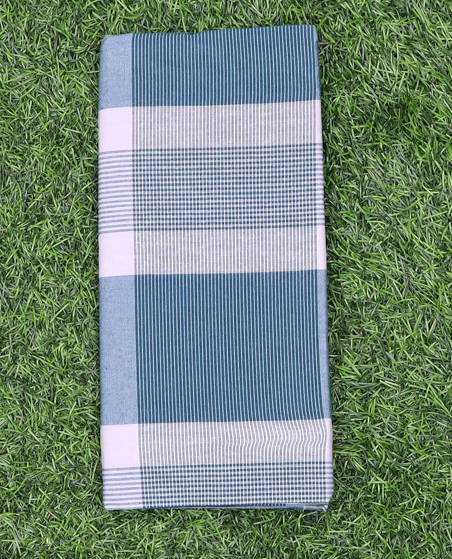 Blue micro-checked cotton cozy lungi