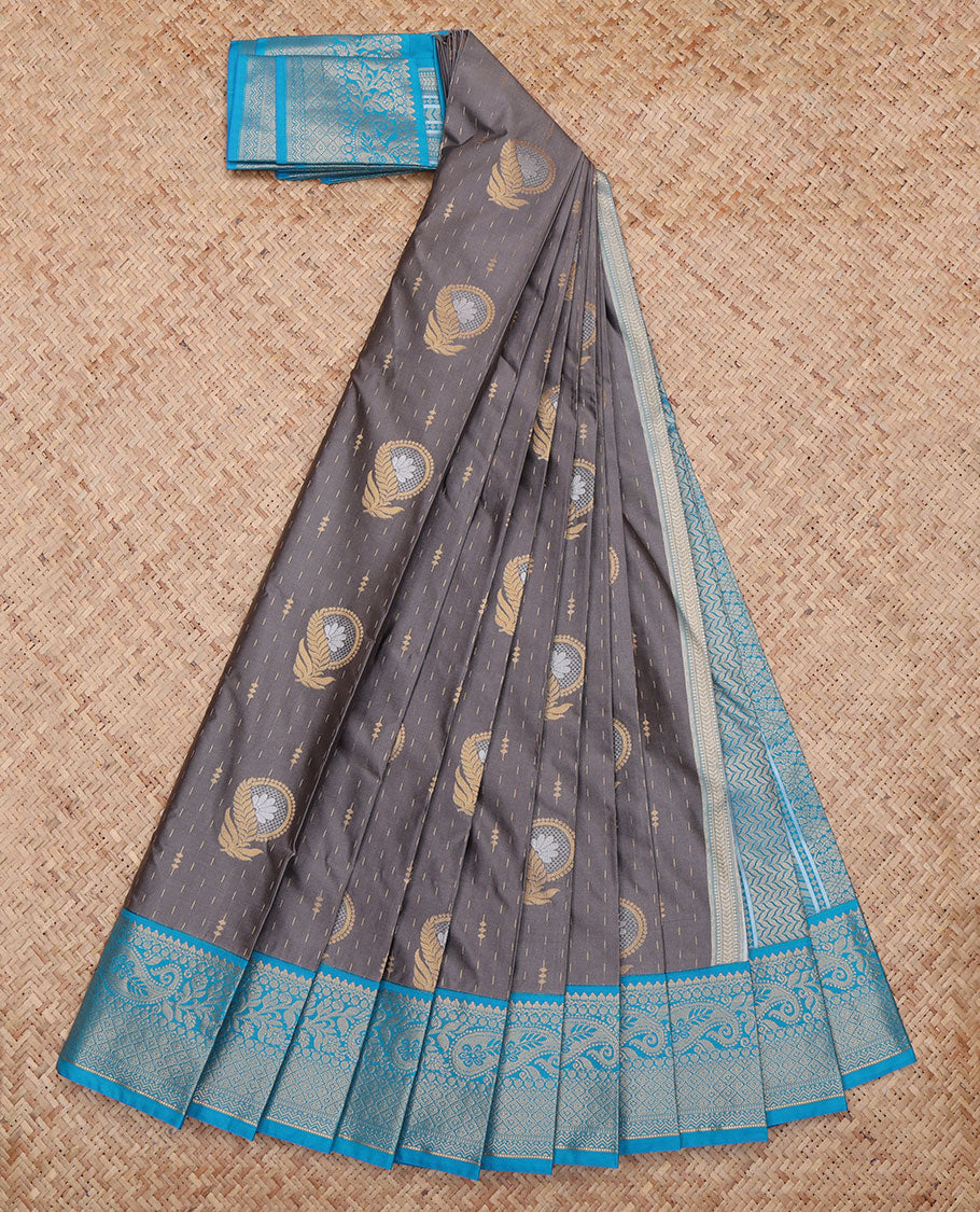 Grey Zari Border Budget Silk Saree