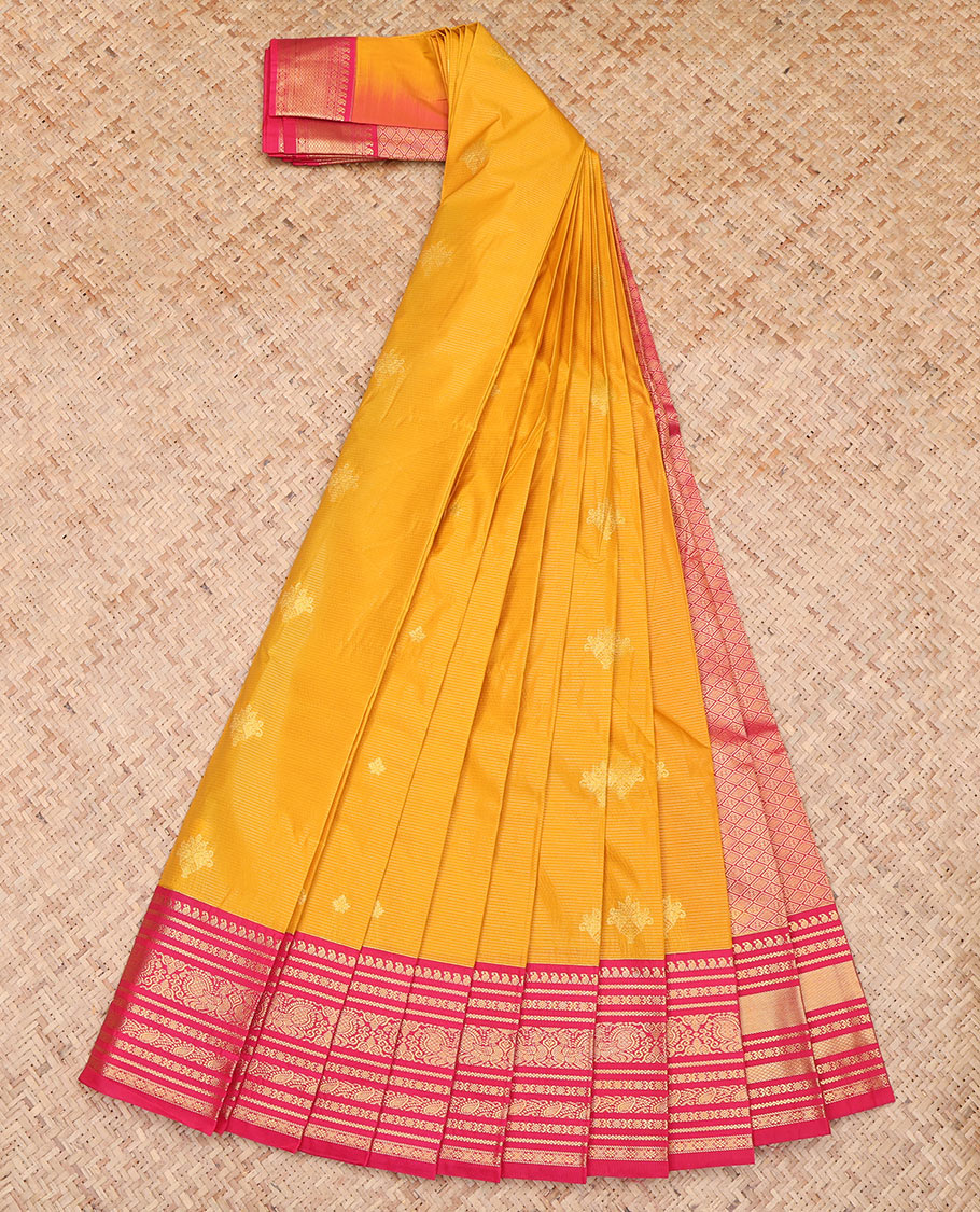 Orange Threaded Stripes Budget Silk Saree