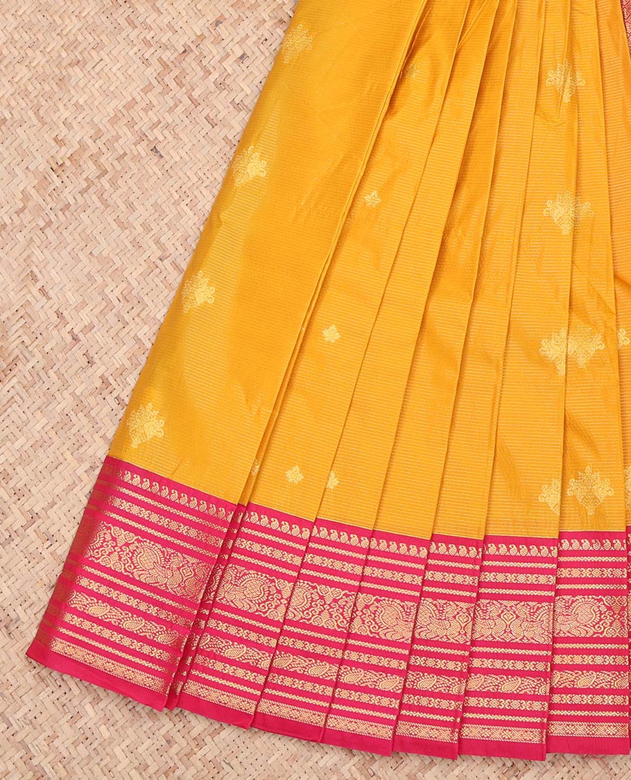 Orange Threaded Stripes Budget Silk Saree