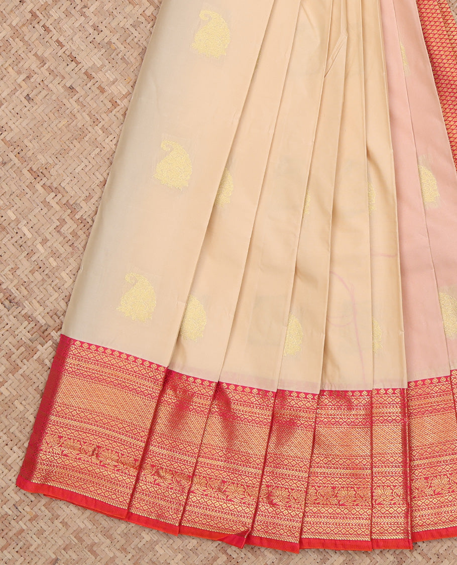 Light Sandal Paisley Buttas Budget Silk Saree
