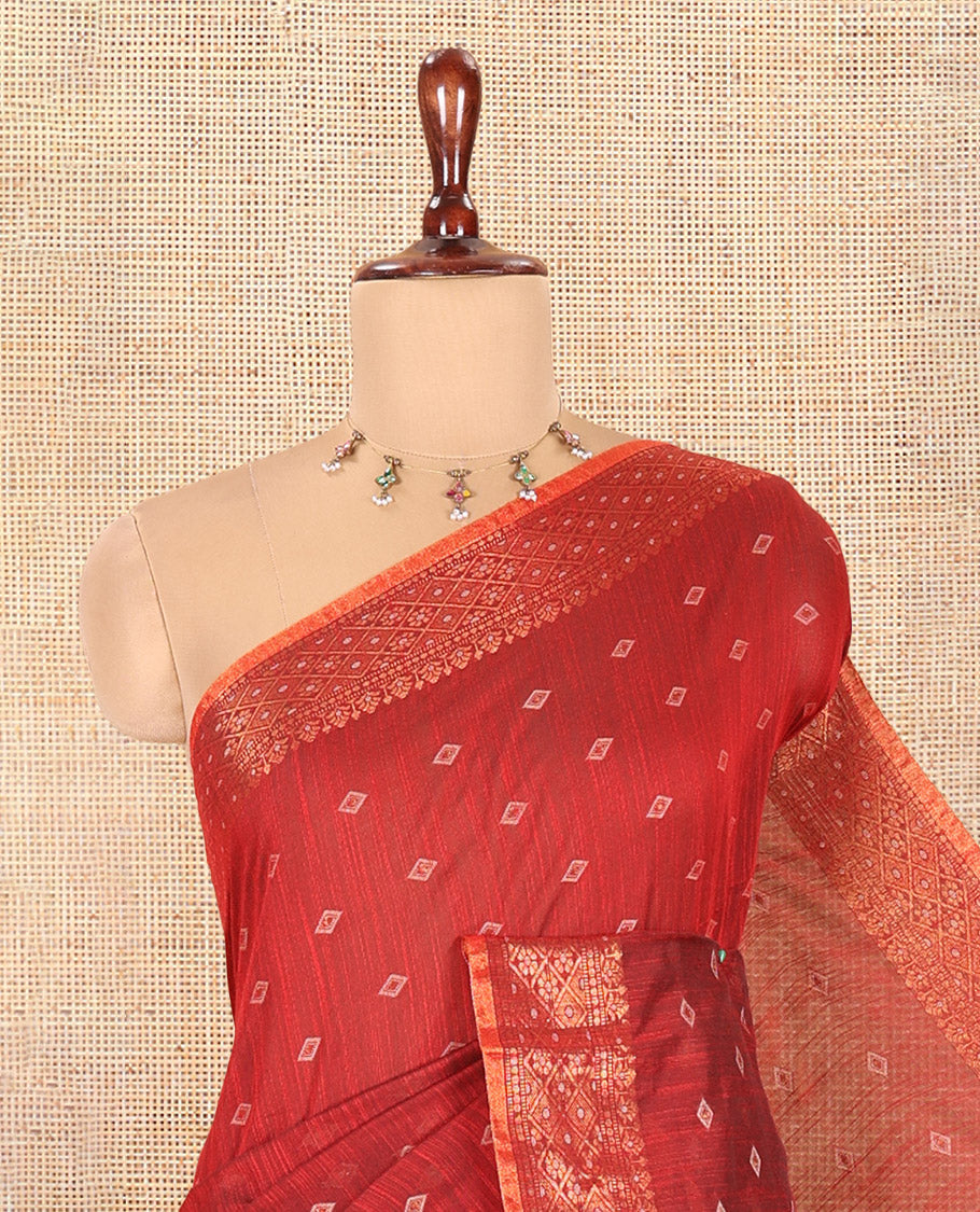 Maroon Khadi Cotton Saree