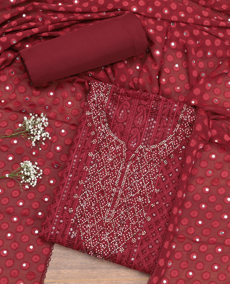 Maroon Georgette Material Chudidar Set