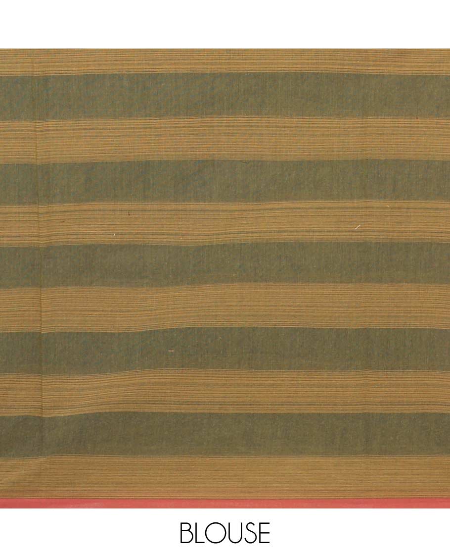 Borderless multi-color checked and chakram buttas Coimbatore cotton saree, pallu steeped with circular motifs