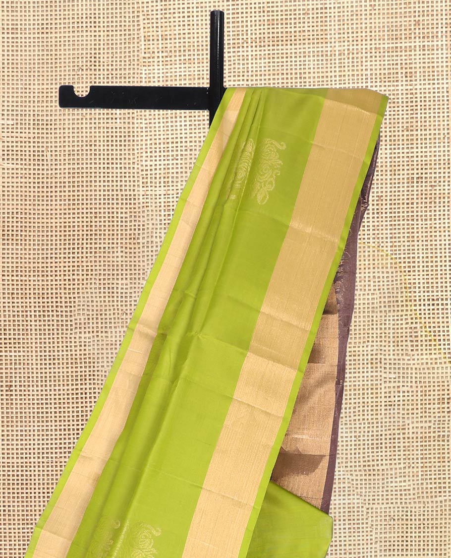 Parrot Green Mayuri Lite Silk Mix Saree