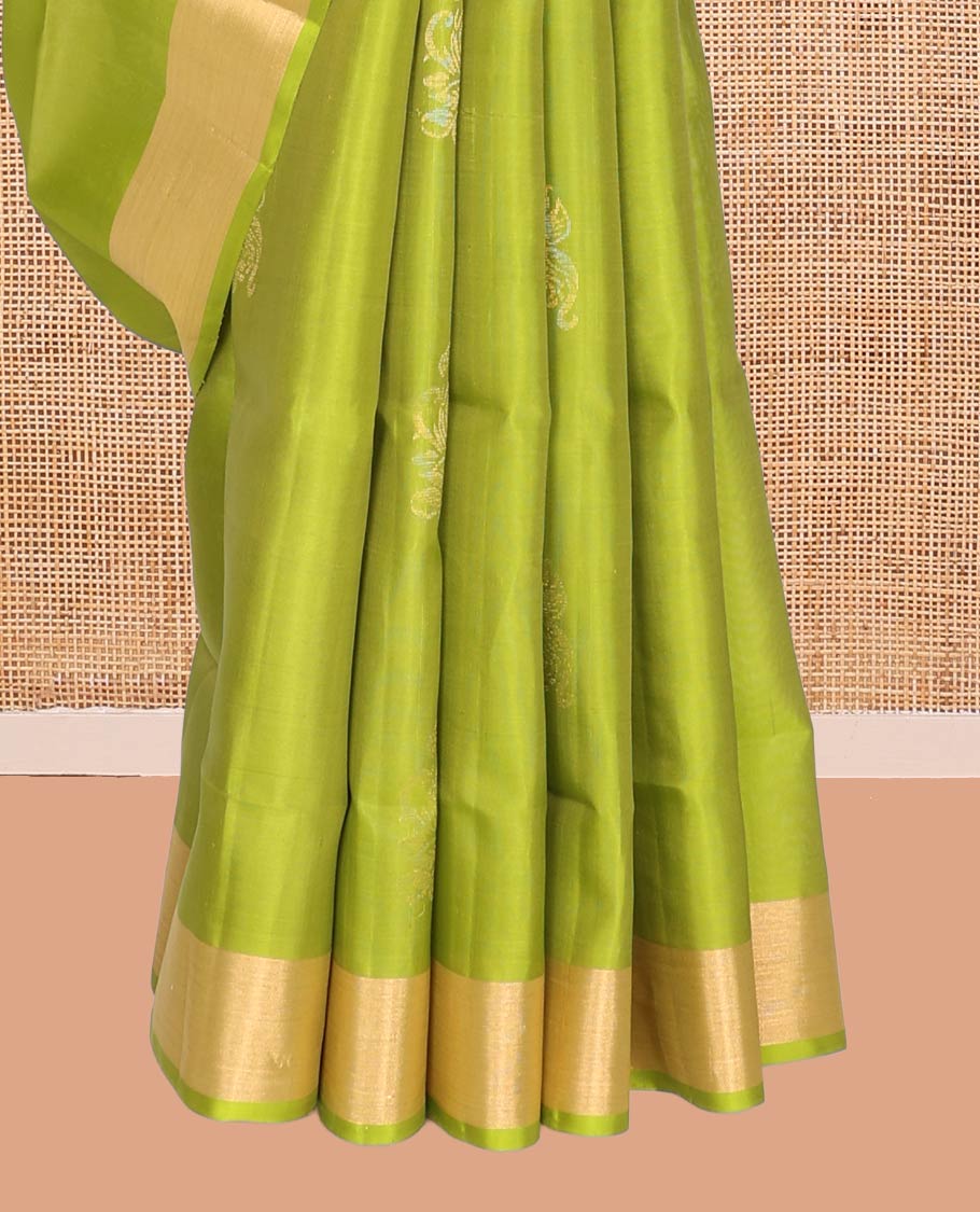 Parrot Green Mayuri Lite Silk Mix Saree