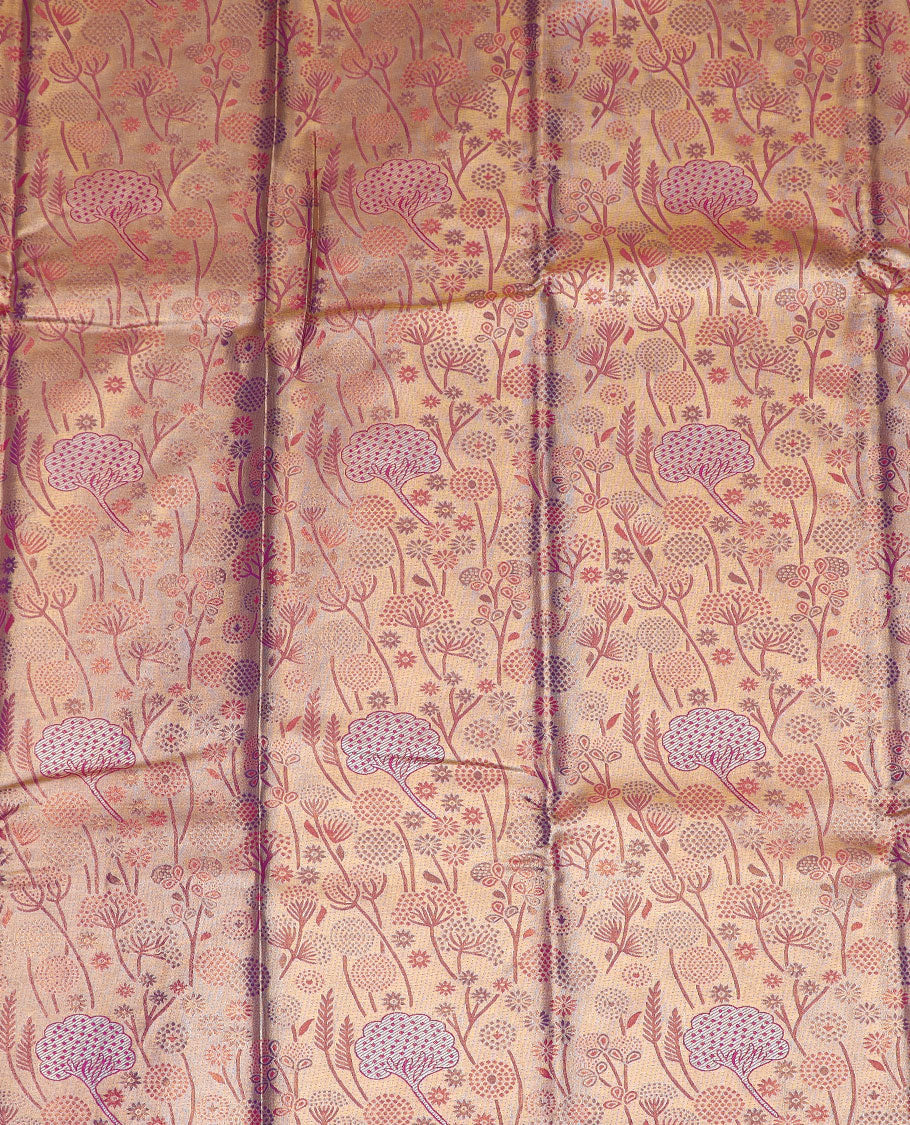 Green art silk pavadai set, zari design with contrast traditional zari bordered skirt and a contrast zari design blouse