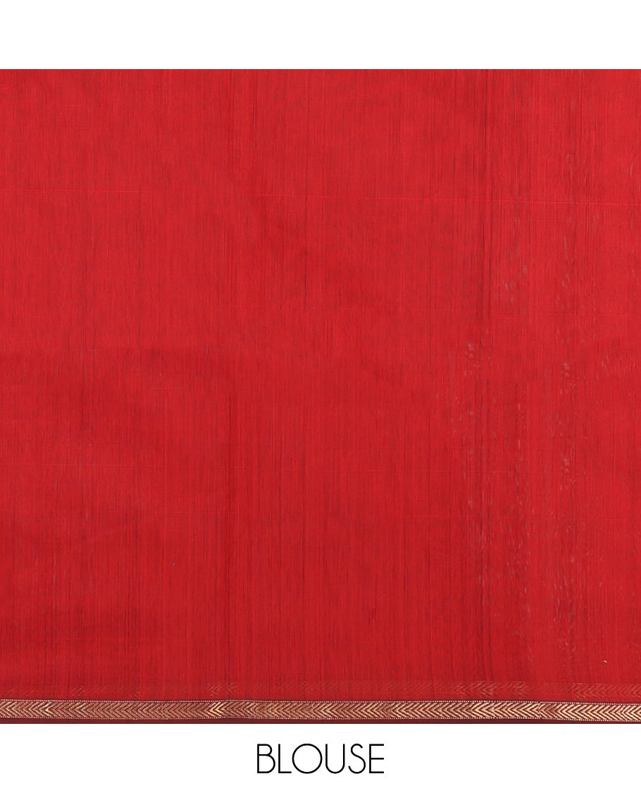 Red Maheshwari Cotton Saree