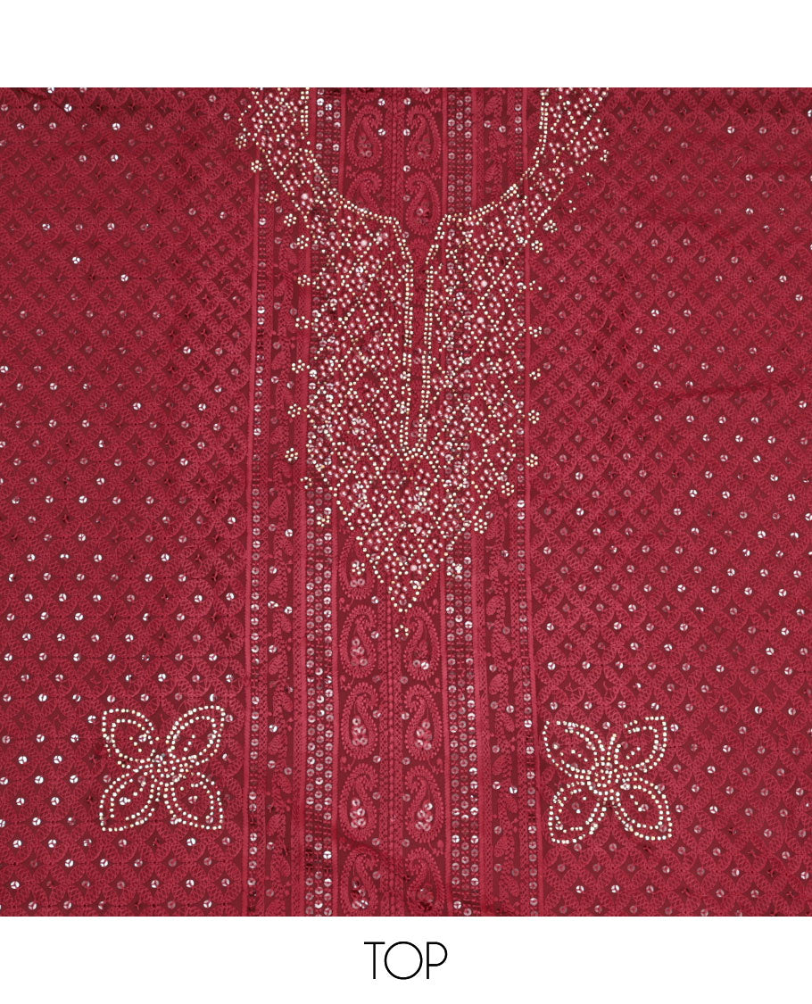 Maroon Georgette Material Chudidar Set