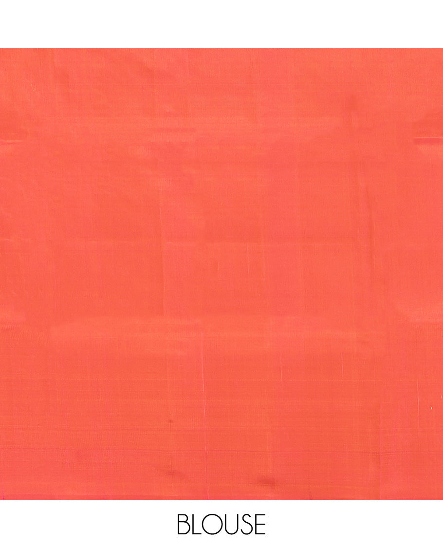 Orange Mayuri Lite Silk Mix Saree, Woven with Buttas All Over Its Body, Complemented by a Contrast Border, Pallu of Intricate Designs, and Paired with a Contrast Blouse