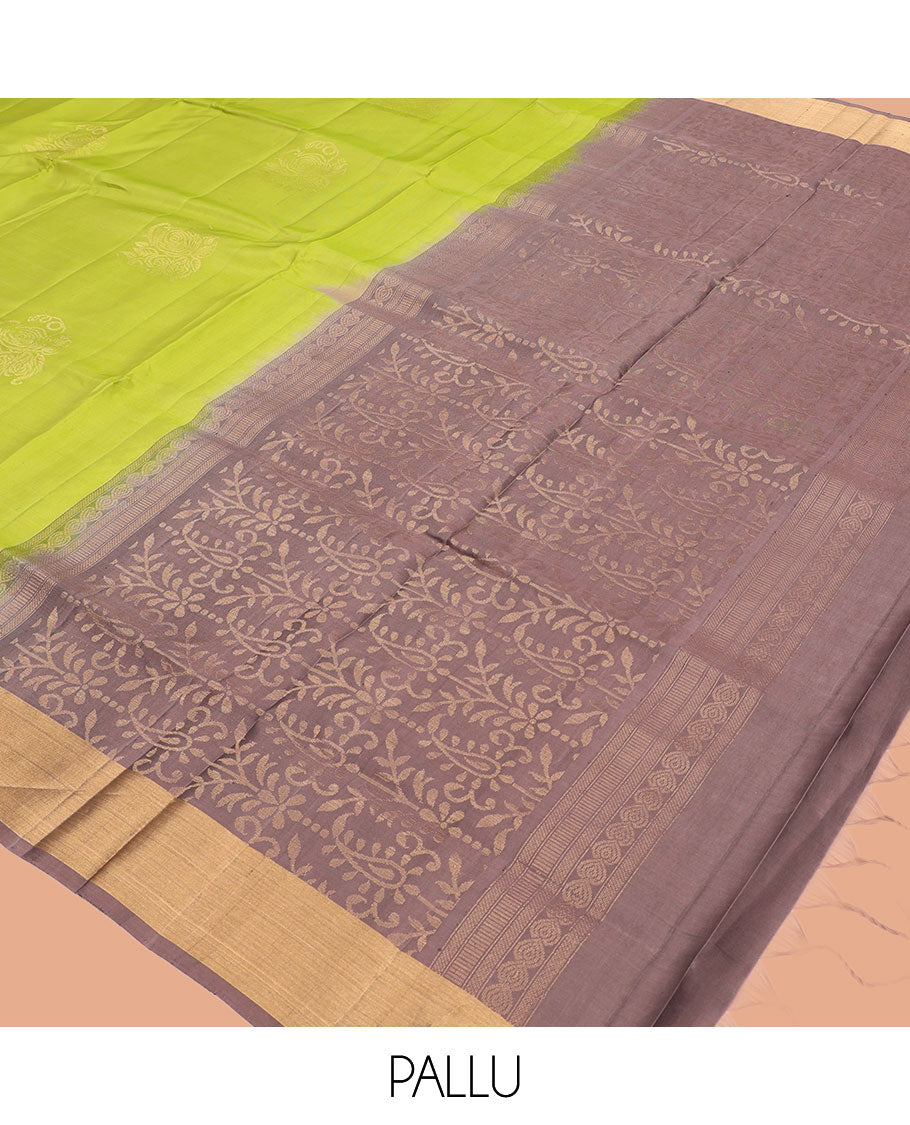 Parrot Green Mayuri Lite Silk Mix Saree