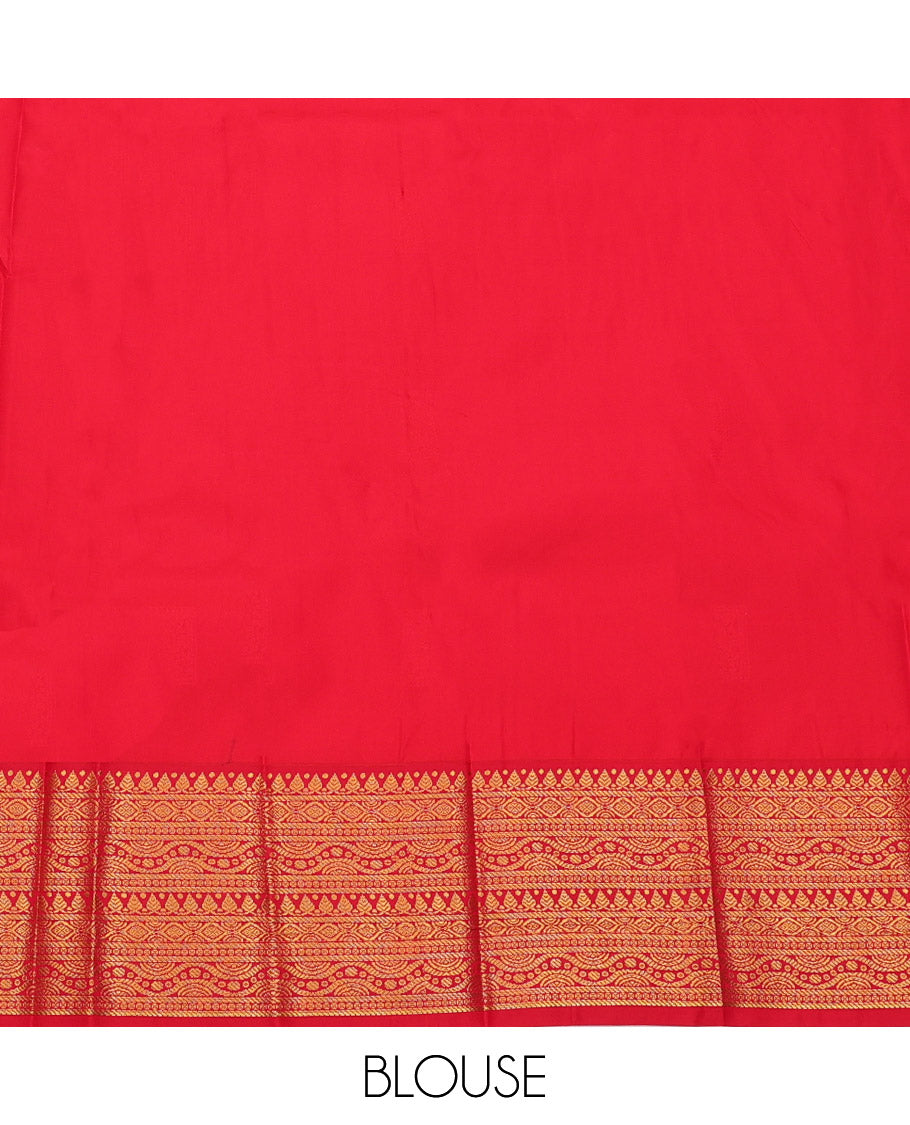 Lavender Budget Silk Saree, Sparsely Sparkled with Zari Buttas, Complemented by a Contrast Traditional Zari Border, Grand Pallu, and a Contrast Blouse