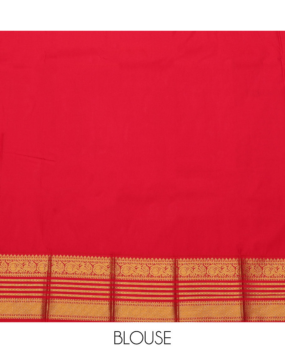 Pink Budget Silk Saree, Subtly Sparkled with Zari Buttas, Complemented by a Contrast Traditional Border, Grand Pallu, and a Contrast Blouse