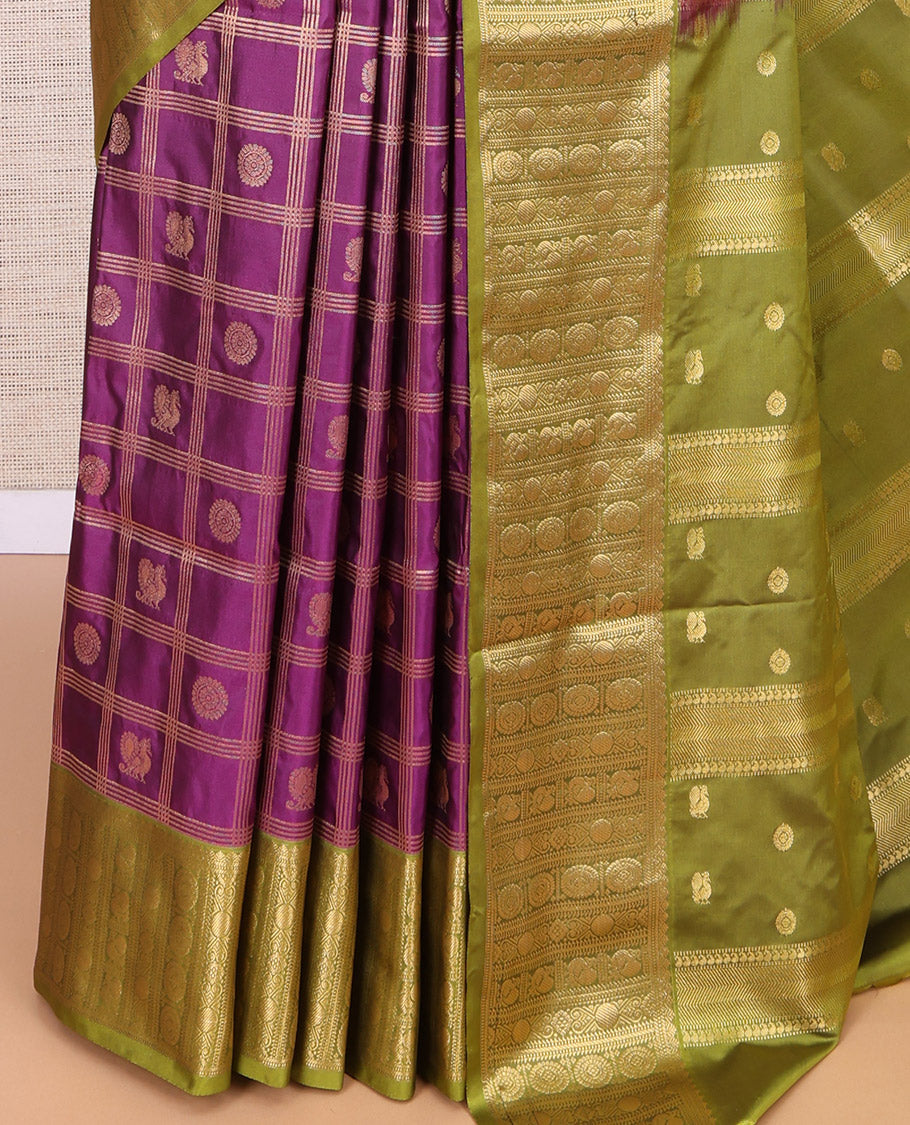 Purple Peacock Chakram Butta Budget Silk Saree
