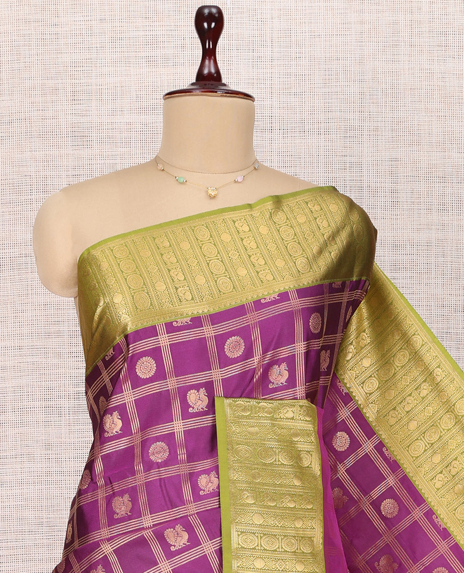 Purple Peacock Chakram Butta Budget Silk Saree