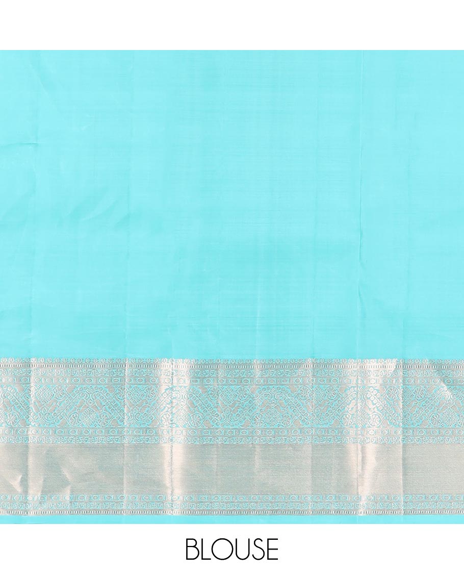 Light blue floral jaal design kancheepuram silk saree with self floral design border & jaal design pallu